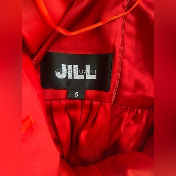 Jill Stuart Mini Dress Size 6 Ruby Red Satin Strapless Bow - Picture 4 of 16